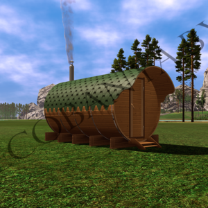 Баня Бочка 4,5 метра с козырьком (3 помещения)