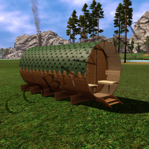 Баня Бочка 4,5 метра с террасой (3 помещения)