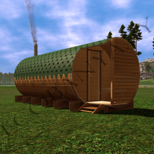 Баня Бочка 5,5 метров с террасой (3 помещения)