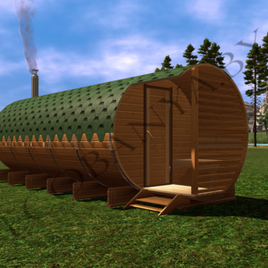 Баня Бочка 5,5 метров с террасой (2 помещения)